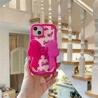 ลายโบว์บาร์บี้สีชมพู3D การ์ตูนน่ารักแฟชั่นสำหรับ IPhone14 13 12 11 Pro Max สำหรับเคสโทรศัพท์เป็นคู่ที่สร้างสรรค์