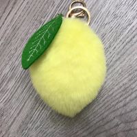 Creative fruit and lemon hair ball key chain pendant mango Plush luggage Pendant