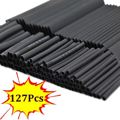 127Pcs 7 Sizes Set Heat Shrink Tubing Ratio 2:1 Heat Shrink Electrical Wire Cable Wrap Assortment Insulation Protection Tube Cable Management