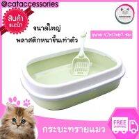 Cat Accessories กระบะทราย อุปกรณ์สำหรับขับถ่ายของแมว ห้องน้ำแมว กระบะทรายลูกแมว กระบะทรายแมวพร้อมช้อนตัก ขนาด 47x39x13 ซม. มี3สีให้เลือก