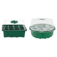 2 Pcs Seed Starter Trays Seedling Tray Humidity Adjustable Plant Starter Kit Grow Trays Green 12 Holes amp; 13 Holes