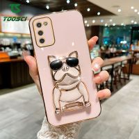 3D สุดเท่แบบหรูหราบูลด็อกชุบตัวยึดแบบยืดได้ฝาหลัง TPU เนื้อนิ่มเคสโทรศัพท์ HP สำหรับ Samsung Galaxy A01/A10/A10S/A11/M11/A02/A02S/A12/A20/A30/A20S/A50/A50S/A30S/A51/A7/A70/A70S/A71/A31