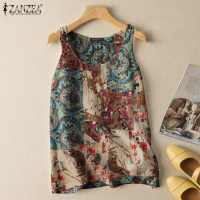 (สินค้ามาใหม่)(จัดส่งฟรี)Fancystyle ZANZEA เสื้อเด็กแขนกุดวินเทจโบฮีเมียนพิมพ์ลายคอกลม Camisoles #2