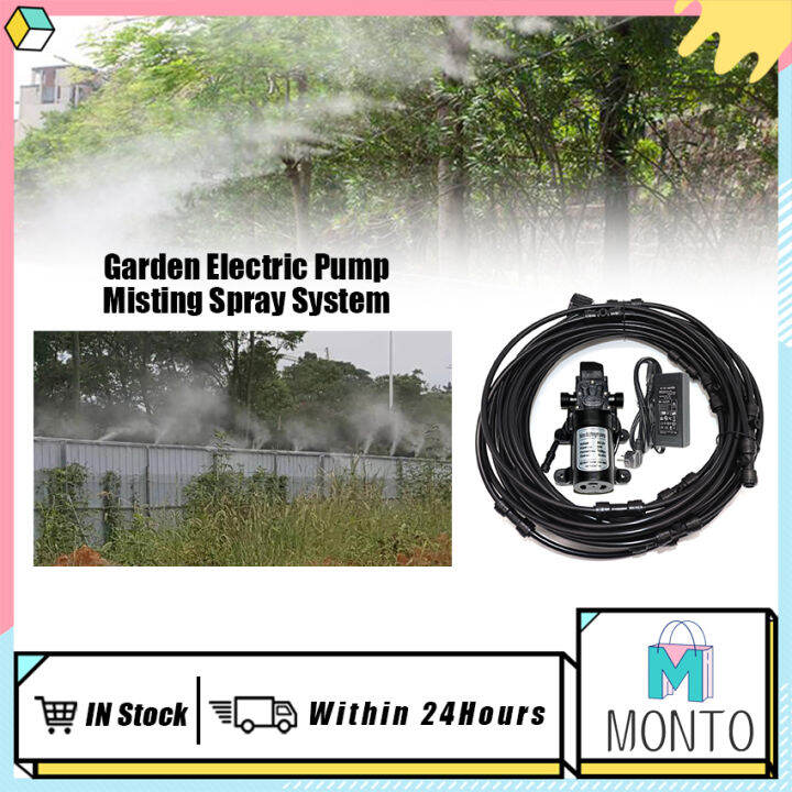 6M 18M Garden Electric Misting Spray System With Brass Nozzles 12V Pump
