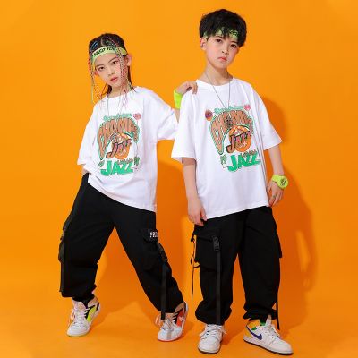 [COD] Childrens street dance summer boys hip-hop performance trendy girls shelf drum black overalls
