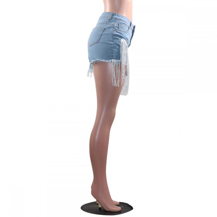 กางเกงขาสั้นผ้ายีนส์ผู้หญิง2021ฤดูร้อนแฟชั่น-jean-กางเกงขาสั้นผู้หญิงฉีกกางเกงยีนส์กางเกงขาสั้นเซ็กซี่สีฟ้า-jean-กางเกงขาสั้นสำหรับผู้หญิง