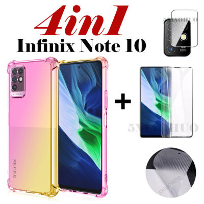 4in1สำหรับ Infinix Note 10เคสโทรศัพท์ Infinix Note10pro 10pro NFC ฟิล์มกันรอยกันกระแทก + ฟิล์มด้านหลัง + เคสโทรศัพท์ + ฟิล์มเลนส์ Infinix Note 8 Infinix Note 7กระจกเทมเปอร์ฟิล์ม