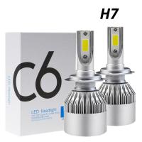 2x หลอดไฟ Led ไฟหน้ารถยนต์ H7สีขาว72W 7600lm 12V กันน้ำหลอดไฟหน้ารถยนต์ไฟฉายคาดศีรษะ6500K ไฟตัดหมอกสัญญาณเลี้ยว