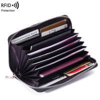 RFID Blocking Leather Wallets Women Zipper Passport Holder Wallet Clutch Money Bag Card Holder Long Wallet Big Men Purse 2022
