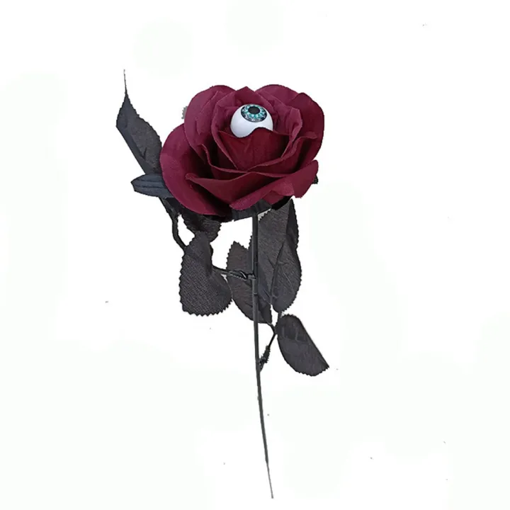อุปกรณ์เครื่องตกแต่งฮาโลวีนดอกกุหลาบจำลองพร็อพตกแต่งดอกไม้ปลอมคอสเพลย์ดวงตาดอกไม้สยองขวัญดอกกุหลาบ