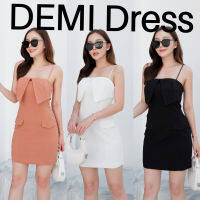 DEMI Dress เดรสสั้น เนื้อผ้าเทกซ์เจอร์ ทรงอก,เอว,สะโพก ใส่แล้วหุ่นsสุดๆ ดีไซน์ช่วงอกพับปกลงมาเพิ่มความมีดีเทล