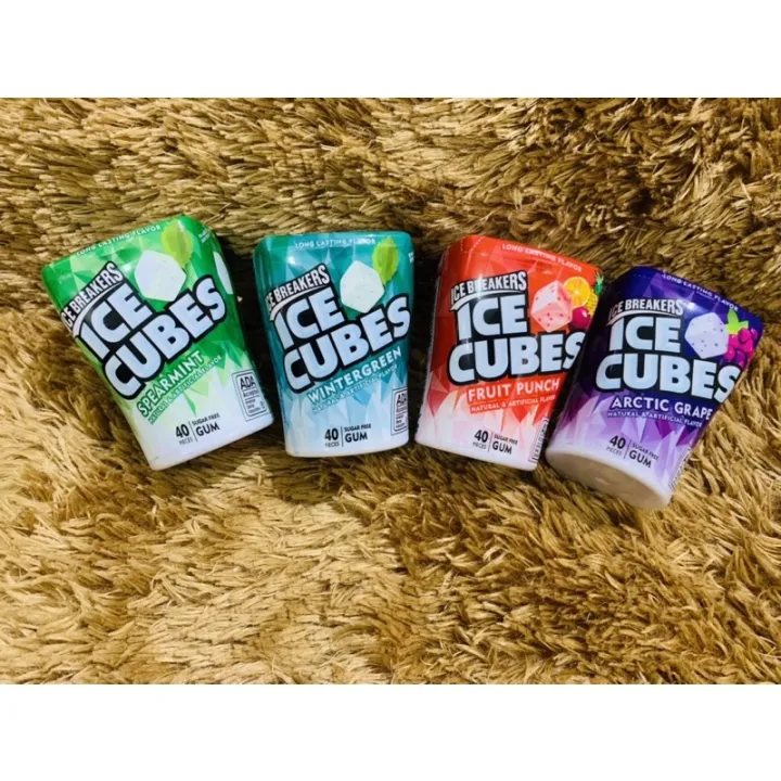 ICE BREAKERS ICE CUBES Spearmint Flavored Sugar Free Chewing Gum Made