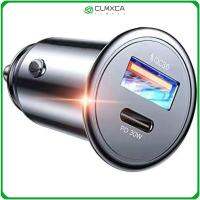 CLMXCA 2พอร์ตที่ชาร์จแบตในรถ USB + TYPE C ที่ชาร์จ USB ในรถ QC3.0อะแดปเตอร์รถโลหะขนาดเล็กสำหรับ Iphone Samsung สากล