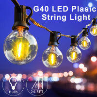 Fairy String Light G40 24.6FT Garland Lights Warm White Vintage Bulbs Chrismas Decorative For Backyard Patio Wedding Outdoor