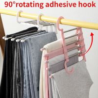 5 In 1 Magic Trouser Rack Hangers Stainless Steel Folding Pant Rack Tie Hanger Shelves Bedroom Closet Organizer Wardrobe Storage Clothes Hangers Pegs