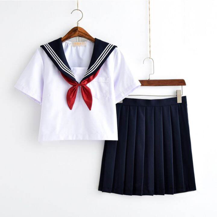 White Schoolgirl Uniform Japanese Class Navy Sailor School Uniforms ...