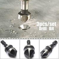 3ชิ้นชุดน่าเบื่อ Countersink หกเหลี่ยมสำหรับไม้โลหะเครื่องมือหัวเจาะแบบเปลี่ยนเร็วก้านหกเหลี่ยมเหล็กคาร์บอน