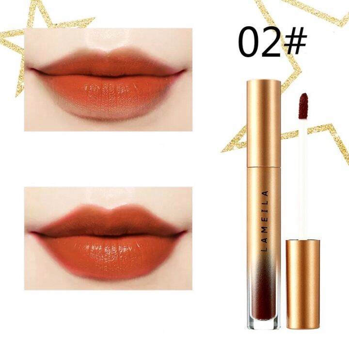 ส่งเร็วพิเศษ-lameila-velvel-lip-glaze-gold-edition-ลิปกลอสเนื้อกำมะหยี่-ติดทนนาน-ปิดปากตกร่องได้เนี๊ยบ-เรียบเนียน-มีให้เลือก-5-สีค้าบ