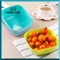 Home Fur ชามพลาสติกทรงสี่เหลี่ยม ชามพลาสติกคุณภาพดี สำหรับใส่อาหาร/ผลไม้ คละสี