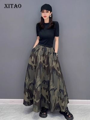 XITAO Skirt Casual Camouflage Loose Women A-line Skirt