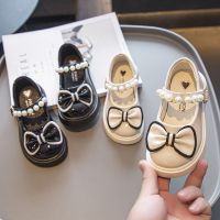 Girls patent leather British style 2022 autumn new bowknot childrens shoes childrens pearl soft bottom college style single shoes trend