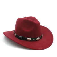 New Vintage Wool Western Cowboy Hat For Womem Men Wide Brim Cowgirl Jazz Cap With Leather Toca Sombrero Cap