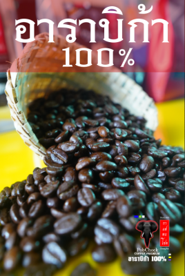 กาแฟอาราบิก้า 100% เกรดพรีเมี่ยม เม็ดคั่ว ( แพ็กคู่ 2 ถุง)