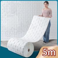 70cmx100cm / 70cmx500cm 5 meters DIY Self Adhensive white 3D wall sticker Brick Foam Waterproof Wallpaper home decor for bedroom