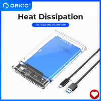 ORICO กล่องใส่ฮาร์ดดิสก์แบบ SATA ใสสำหรับ USB3.0 HDD ฟรีเครื่องมือกล่องฮาร์ดดิสก์ชนิด C Sata เอสเอสดีขนาด2.5มม. สำหรับ7/9 Wadah HDD Eksternal