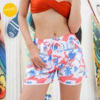 amyours on the beach กางเกงขาสั้นหญิง คุณภาพดี ผ้าไม่บาง แห้งไว ใส่ว่ายน้ำ รุ่น Womens Summer ลาย happy beach