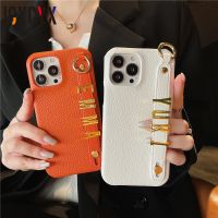 (Phone case)หรูหราที่กำหนดเองชื่อตัวอักษรสีทองหนังสายรัดข้อมือกรณียากสำหรับ Iphone 13 Pro Max 12 11 Pro Max X XS XR 7 8บวก SE 2ปกเคสและซองมือถือ