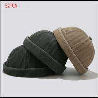 5210A ผ้าคอตตอน หมวกปีกกว้าง ล้างสไตล์ หมวกท่าเรือข้อมือม้วน หมวก skullcap ใช้งานได้หลากหลาย ปรับได้ปรับได้ หมวกไร้ขอบ เด็กชายเด็กหญิงนักเรียน