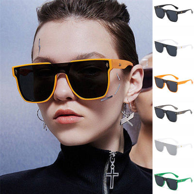 กรอบแว่นตากันแดดขนาดใหญ่เลนส์สี่เหลี่ยมแบบชิ้นเดียวสำหรับผู้หญิงผู้ชายผู้หญิงแว่นตาที่บังแดด UV สำหรับขับรถกลางแจ้งสีเขียว