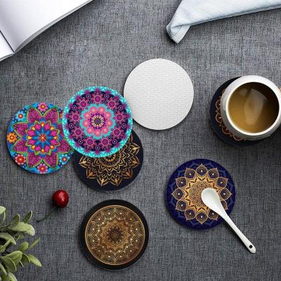 Ustory 6Pcs Mandala Floral Drinks Coasters Table Mats Cup Mug Insulation Pads Creative Placemat Anti-slip Heat Resistant Mat