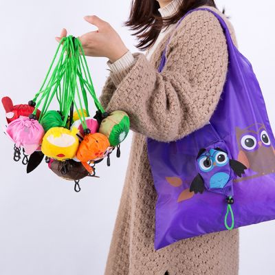 Eco Friendly Foldable Shopping Bag Cartoon Reusable Shoulder Bag Women Portable Grocery Bags Storage Tote Bag Home Organizator
