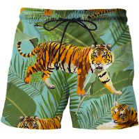 Shorts Mens Painting tiger Shorts 3D Printed Summer Beach Shorts Fashion Casual New Ladies Quick-drying  Outer Shorts