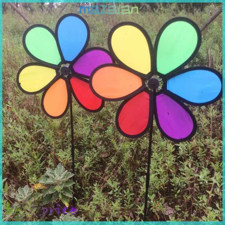 mazalan-ใหม่สีสันสายรุ้ง-dazy-flower-spinner-wind-garden-yard-ตกแต่งกลางแจ้ง