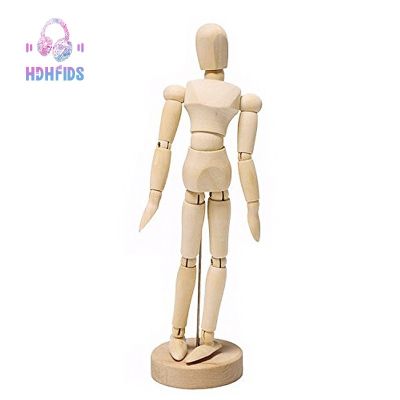 ∋ 🔥Wooden drawing Draft 14 Various poses produced Drawing material Movable model Doll 14 cm