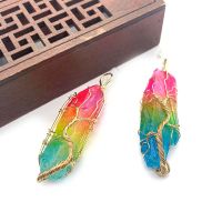 Natural Stone Crystal Irregular Shape Pendant Tree of Life Hand wound Color Gradient Jewelry Accessories Making Necklace Pendant