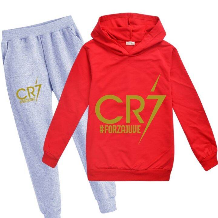 เสื้อผ้า-cr7มีฮู้ดกางเกงเหมาะสำหรับกีฬาและพักผ่อนของขวัญวันเกิดคริสต์มาสเด็กสำหรับฤดูใบไม้ผลิและฤดูใบไม้ร่วง