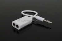 1 male to 2 female 3.5mm audio headphone headset earphone earbuds splitter cable 100pcs/lot Headphones Accessories