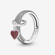 Pandora 925 sterling silver Inlaid shiny zirconia ME Love Ring Set women thumbnail