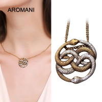 Aromani【พร้อมแล้ว!】จี้สร้อยคองูคู่ย้อนยุคสำหรับผู้หญิงอินเทรนด์ผู้ชายทองพังก์สีเงินคอสร้อยโซ่เครื่องประดับปาร์ตี้ของขวัญเด็กผู้หญิง