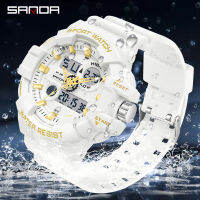 (ร้อน) SANDA สีขาวกีฬาชายยอดนาฬิกาแบรนด์หรูทหารควอตซ์นาฬิกาผู้ชายนาฬิกาข้อมือกันน้ำ Relógio Masculino