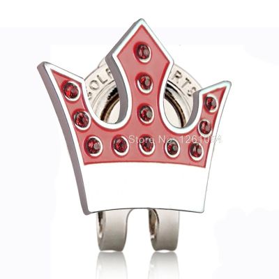 ：“{—— GOG 1PC Golf Ball Marker With Magnetic Cap Clips 3 Colours Red Yellow Black Crown With Rhinestone For Golfer Gift Dropshipping