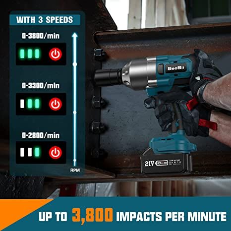 seesii-ประแจ-1300nm-high-torque-1-2-cordless-brushless-impact-electric-wrench-ไร้สายแรงบิดสูง-ไร้สายประแจ-960ft-lbs-3800ipm-ไร้แปรงถ่าน-พร้อมชุดอุปกรณ์แรงกระทบแหวนเสียดสี-2x5-0-ah-battery-แบตเตอรี่ชาร