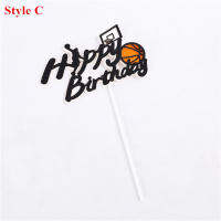 Sports Theme Basketball Football Happy Birthday Cake Topper Party Decoration