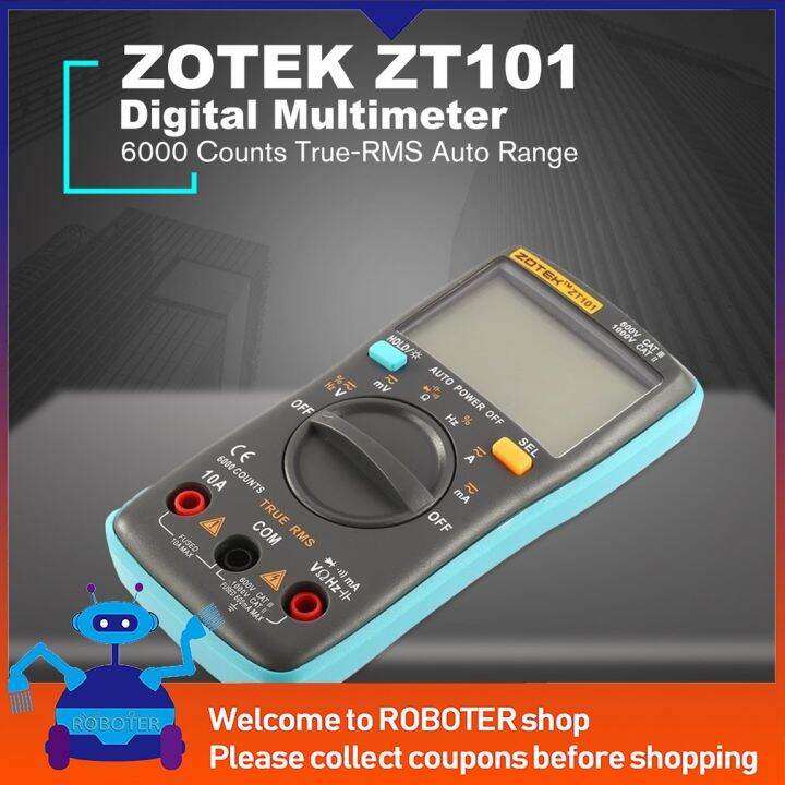 ZOTEK ZT101 Mini Digital Multimeter 6000 Counts AC/DC Ammeter Voltmeter