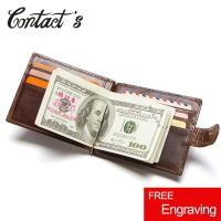 Contacts Brand Designer Leather Purse Wallet Men Bifold Male Money Clip Cash Card Cases Clamp For Money Case