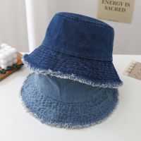 [hot]Fashion Men Women Bucket Hat Denim Style Fisherman Cap Vintage Fringed Edge Summer Sunscreen Hat Bob Hat